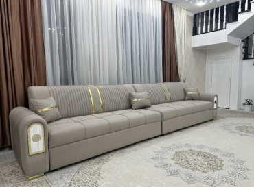 Диван LUXBRAND, 400х98 см, обивка ткань, бежевый