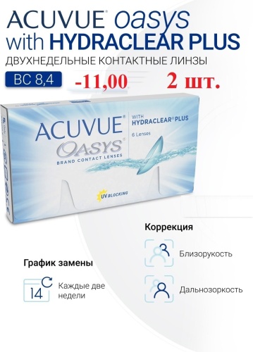 Контактные линзы ACUVUE Oasys -11 кривизна 8.4 на две недели 2 шт