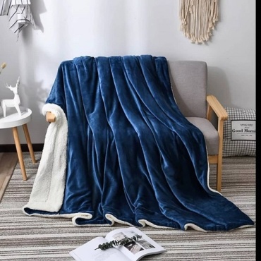 Плед MIDI Comfort 200х220 см, искусственный мех, синий