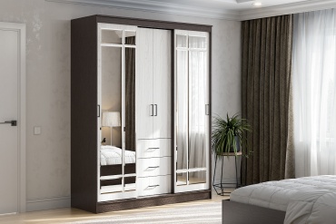 Шкаф-купе SV ШКП 1, 170.1x220х59.4 см, бежевый, темно-коричневый