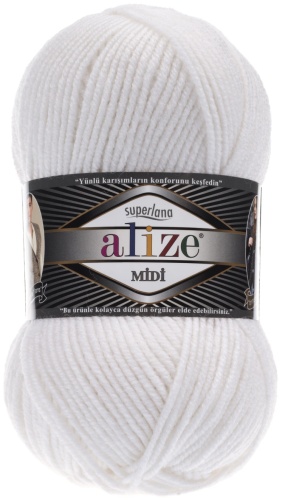 Моток Alize Superlana Midi 55 белый 170 м 100 г
