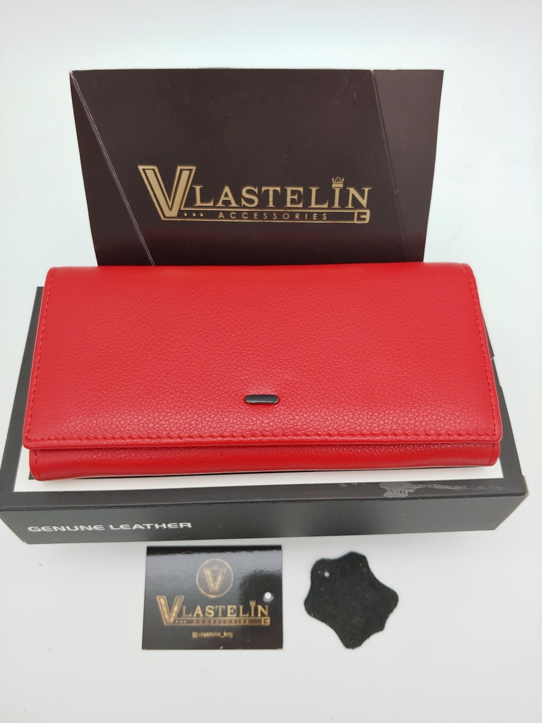 Кошелек Vlastelin металл, натуральная кожа красный