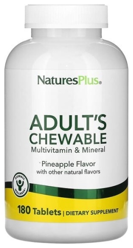 NaturesPlus, Жевательные мультивитамины и минералы для взрослых, ананас, 180 таблеток