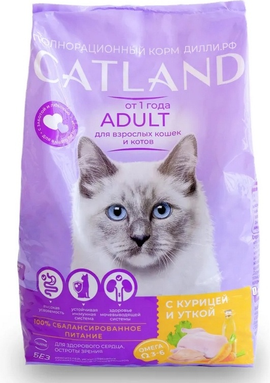 Купить Корм CATLAND Adult для взрослых курица, утка 10 кг в Алматы ...