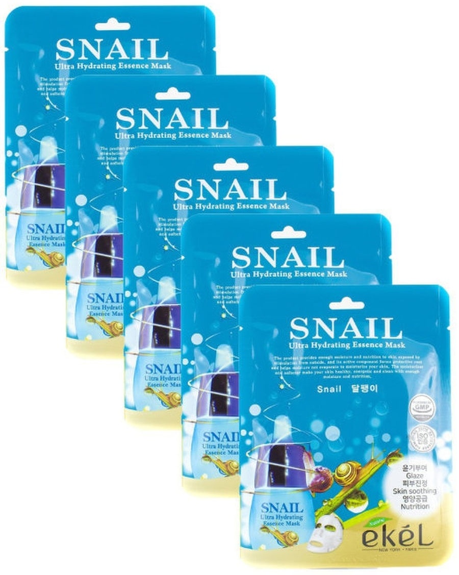 Маска для лица EKEL тканевая Snail Ultra Hydrating Mask 5 шт
