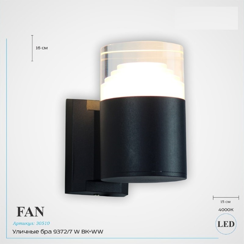 Бра настенный FAN LED, черный