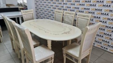 Комплект МАКмебель 73, стол 200х110 см + 8 стульев, слоновая кость
