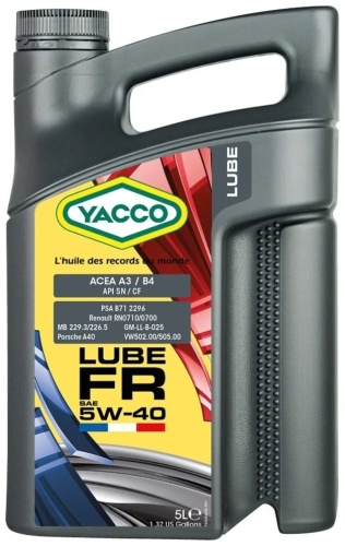 Синтетическое Yacco Lube FR 5W-40 5 л