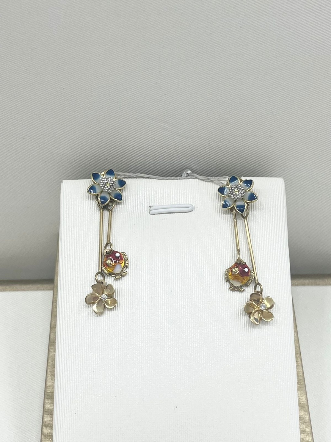 Серьги Italian Gold 7534674 вес 7.7 г золото, бриллиант, эмаль