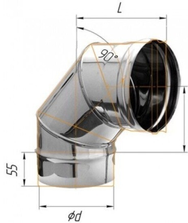 Ferrum колено, нержавеющая сталь D115 мм/120 мм, L114 мм, толщина стенки 0.5 мм