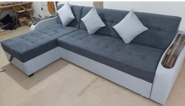 Диван угловой 945, 300х90 см, обивка ткань, серый