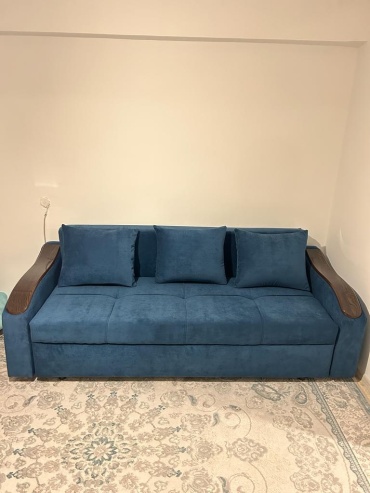 Диван прямой Kerey Home, 190х70 см, обивка ткань, синий