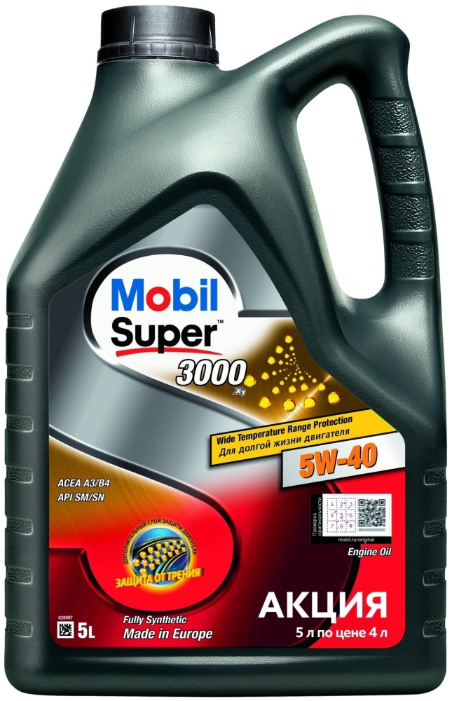 Купить Моторное масло синтетическое MOBIL Super 3000 5W-40 5 л в Алматы ...