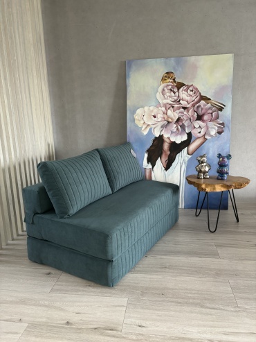 Бескаркасный диван PRESTIGE MEBEL Foam, 140х60 см, обивка велюр, бирюзовый