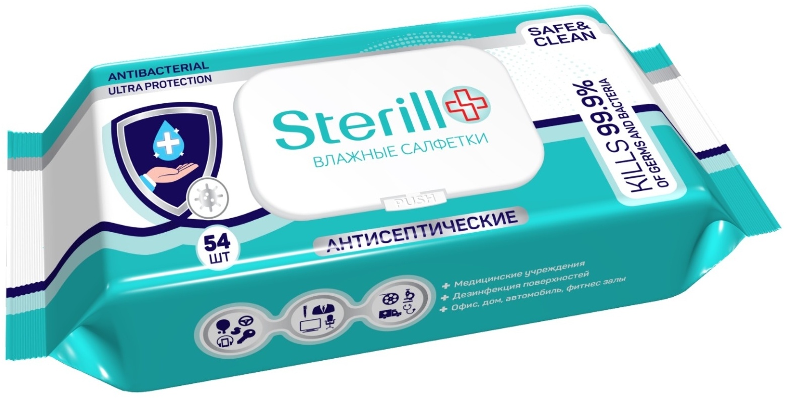 Влажные салфетки Sterill Антисептические 54 шт