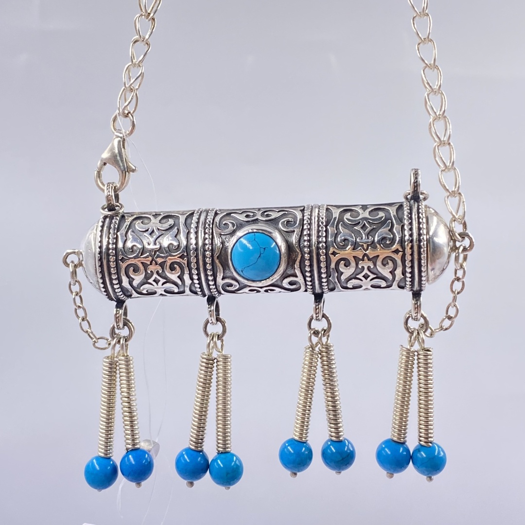 Колье QAZAQ SILVER 2000008730042 длина 50 см вес 12.2 г серебро, бирюза