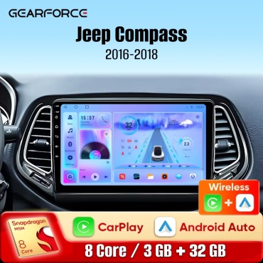 GearForce MDK Jeep Compass 2016-2018 3gb+32gb + камера заднего вида в штатное место