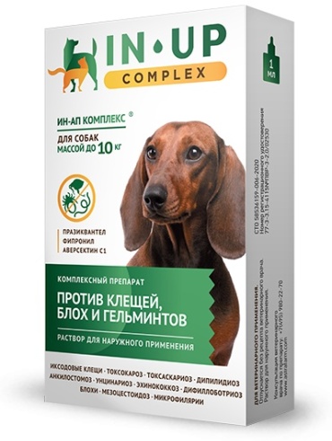 Астрафарм IN - UP Complex капли от блох, от клещей, от власоедов, от гельминтов для собак до 10 кг 1 мл