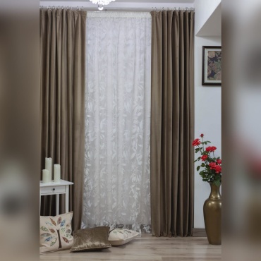 Портьеры Бархат 200x280 см 2 шт, бархат, коричневый