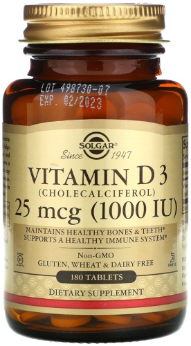 Solgar Vitamin D3 25 мкг 1000 МЕ таблетки 180 шт