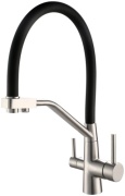 Смеситель с гибким изливом ESKO K25B, нержавеющая сталь, цвет черный, хром