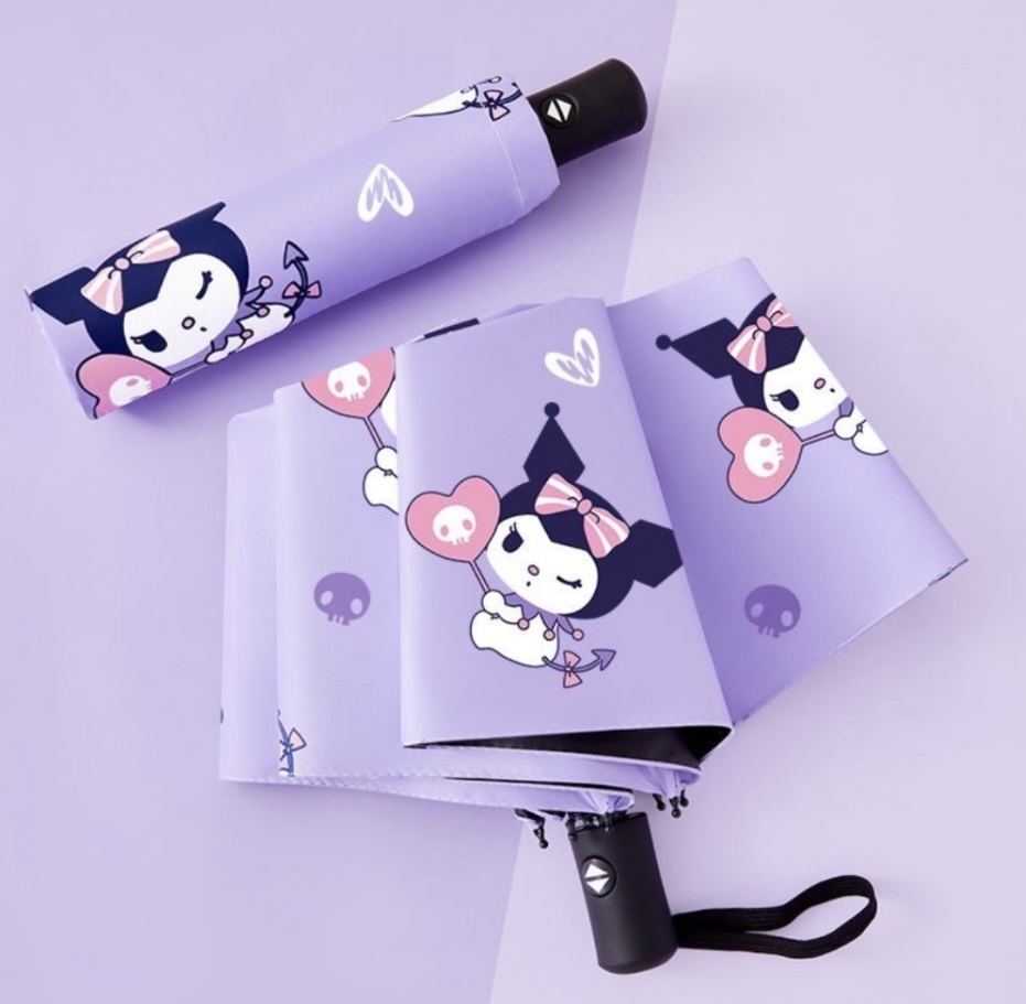 Складной зонт Kuromi автомат фиолетовый