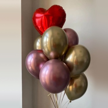Pro-buket.kz Heart and 9 balls набор воздушных шаров, наполнен гелием 10 шт