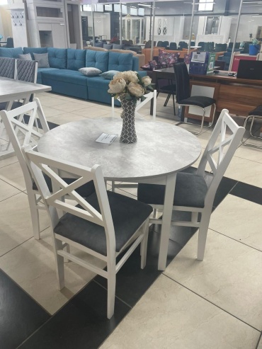 Комплект LuX MebeL 91019, стол 90х90 см + 4 стула, серый