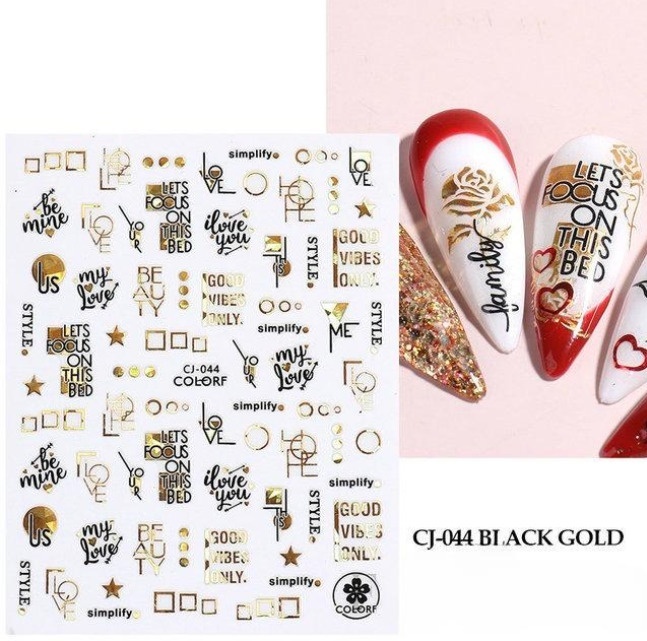 Misscheering наклейки Love CJ-044 black gold 1 шт
