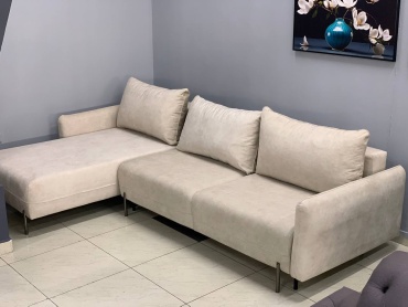 Угловой диван Ереке Мебель Elegant LXR D23RZ-S233, 300х110 см, обивка велюр, бежевый