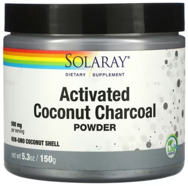 Solaray БАД Activated Coconut Charcoal Powder, 500 mg 150 мл
