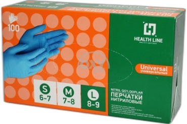 Медицинские перчатки HEALTH LINE нитрил 100 шт голубой S