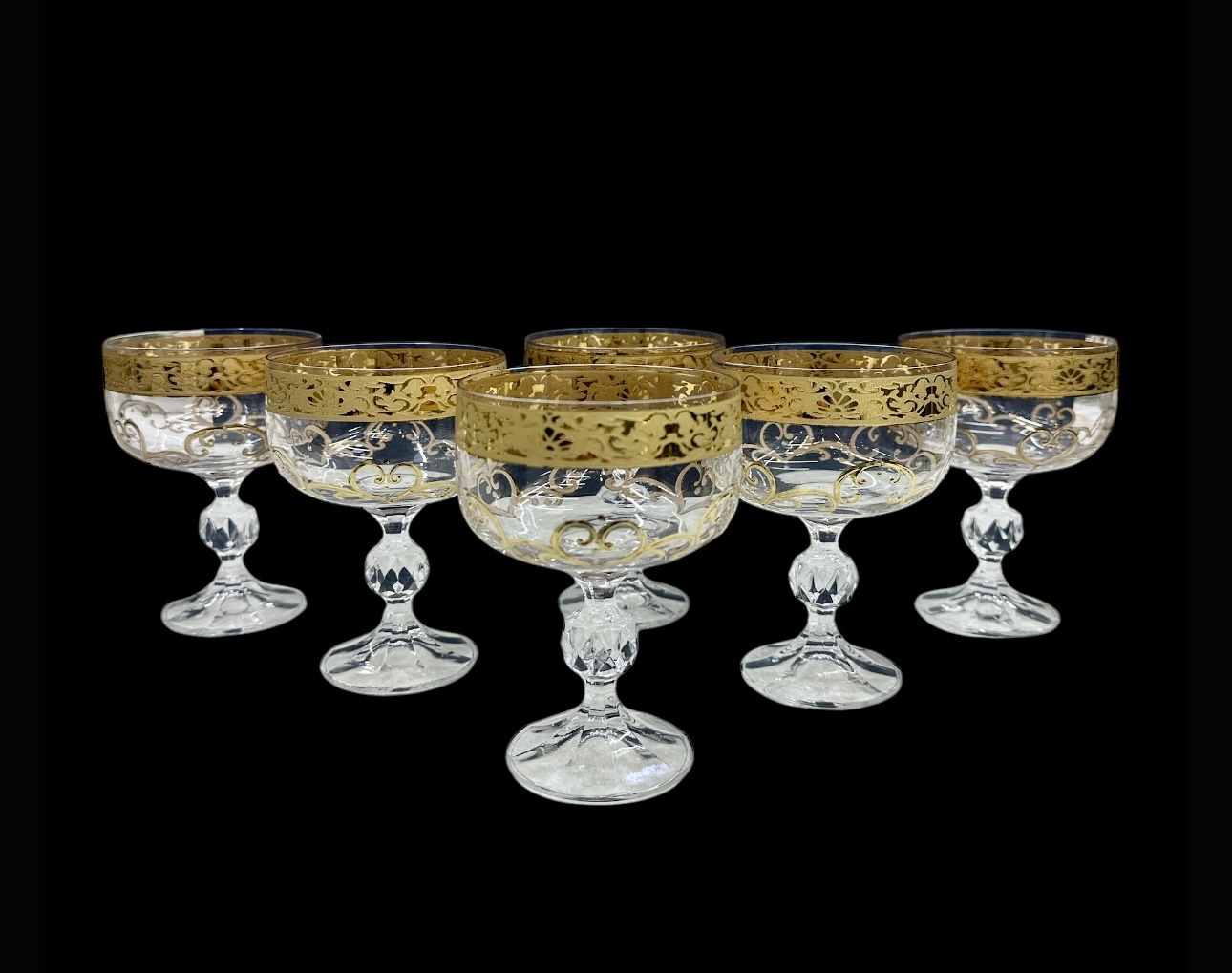 Bohemia Crystal креманка 40149/200 Gold круглая 6 шт, стекло