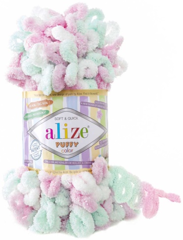 Моток Alize Puffy Color 6052 - Розово-белый 9 м 100 г