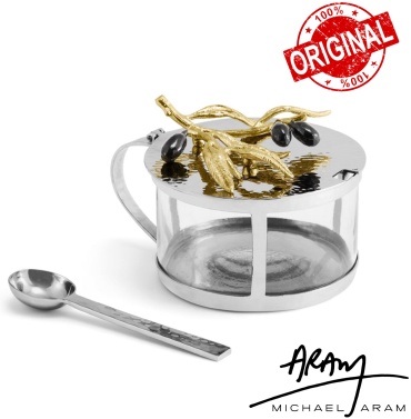 MICHAEL ARAM сахарница Olive Branch 1 шт, стекло, сталь, латунь, эмаль