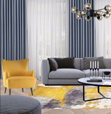 Портьеры Luna Home 300x270 см 1 шт, бархат, голубой