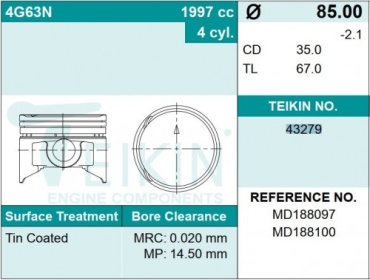 Teikin поршень 43279 STD, 050.