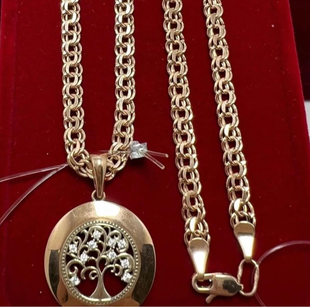 Колье GOLDENRAI 118008972 длина 55 см вес 9.99 г золото, фианит
