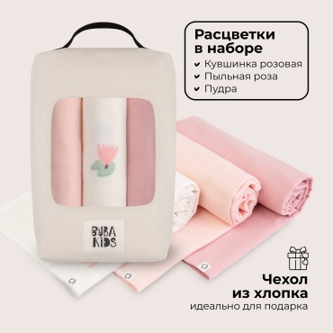 Пеленка текстильная BUBA KIDS кувшинка, 3 шт, 115x95 см