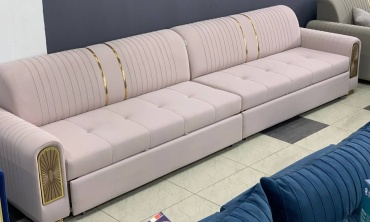 Диван прямой Ереке Мебель Grand LXR D34SM2-S223, 390х90 см, обивка велюр, розовый