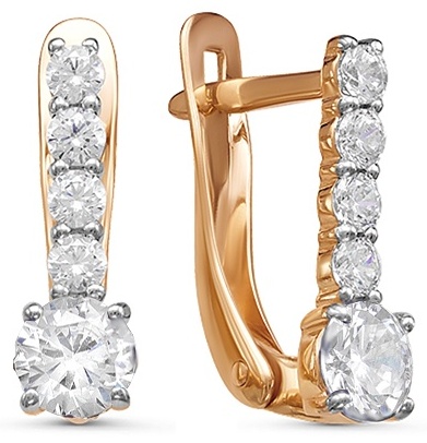 Серьги Lucente EAR-LU-585-380342 вес 1.61 г золото, фианит