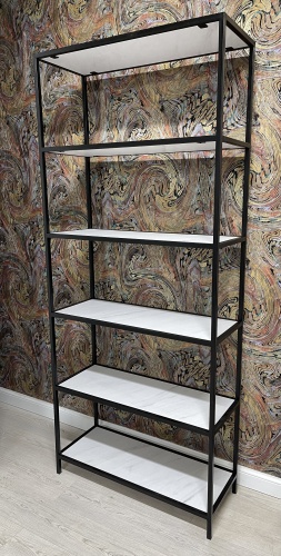 Стеллаж Safiya Lux 3006 ЛДСП, металл, 100x40x210, черный, белый