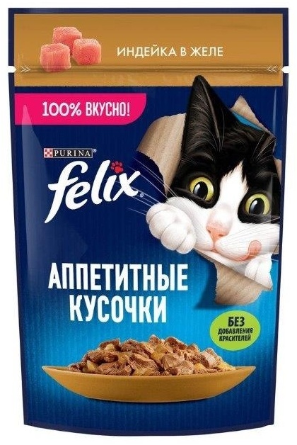 Корм Felix кусочки в желе индейка 75 г 1 шт