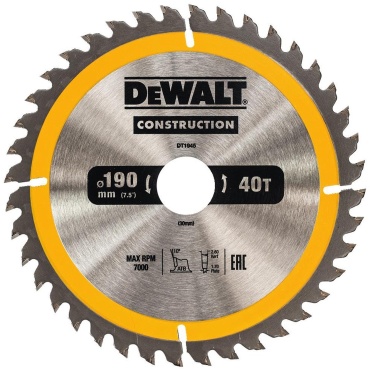 Пильный диск по дереву DeWALT DT1945-QZ, 190x30 мм, 40Т
