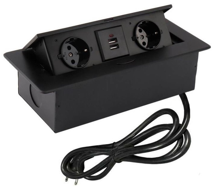 INRIOR встраиваемая выдвижная TORO 2 розетки, 2 USB
