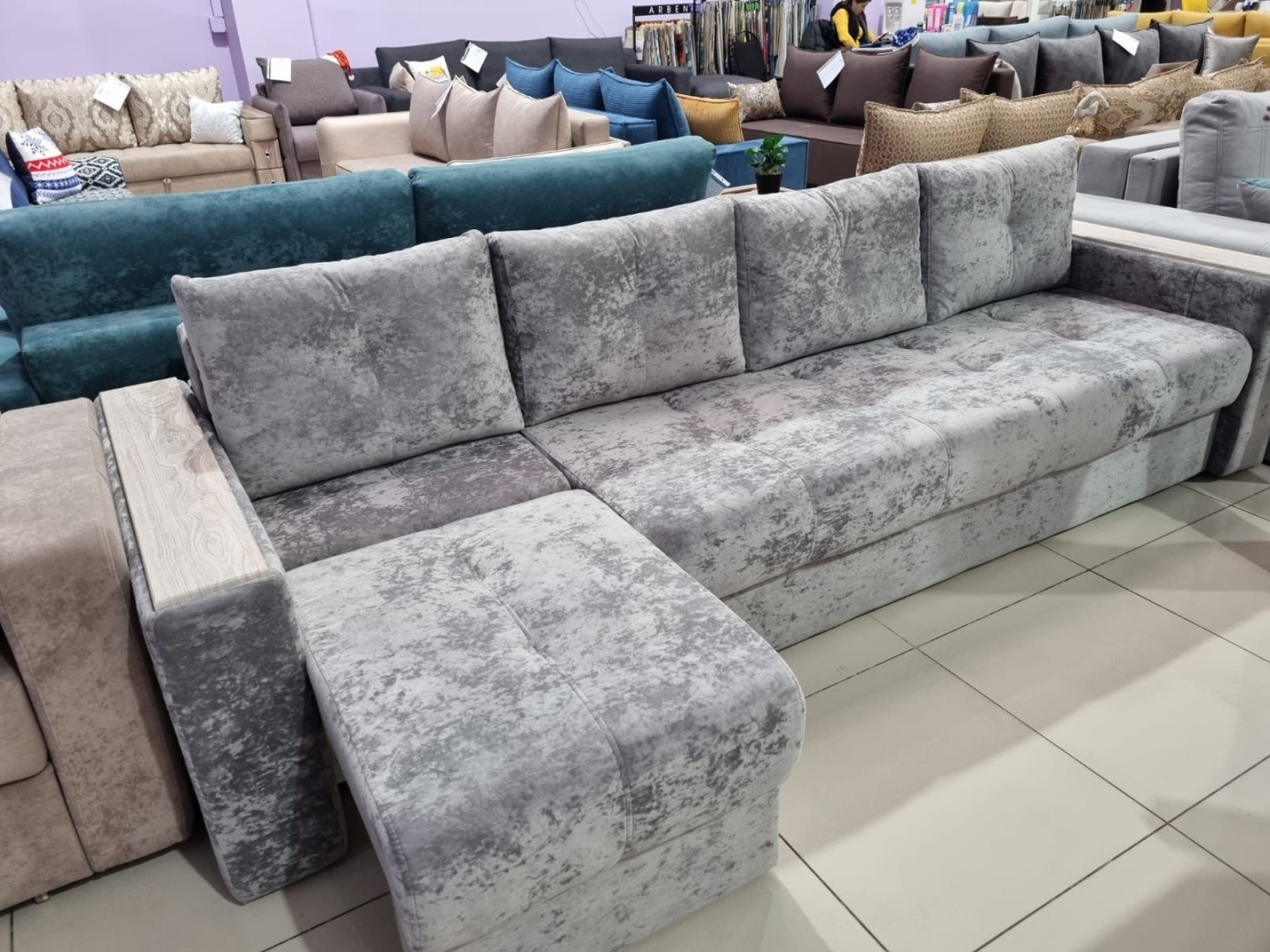 Купить Soft market Эталон диван, обивка велюр, 70x285x70, серый в ...