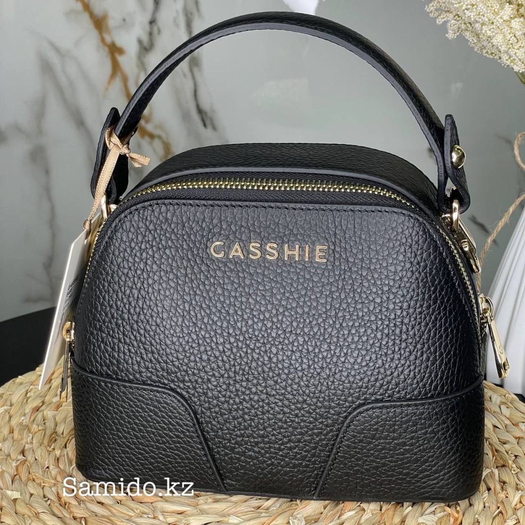 Сумка бочонок GASSHIE натуральная кожа черный