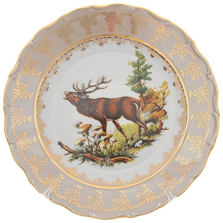 Блюдо Queens Crown Бежевая охота 31х31 см, фарфор, 1 шт