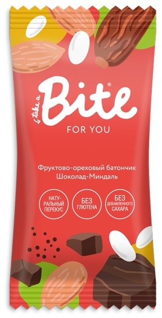 Купить Bite батончик фруктово-ореховый For You шоколад, миндаль 1 шт в ...