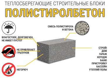 Полистиролблок полнотелый D600 100х300 мм, 1 шт
